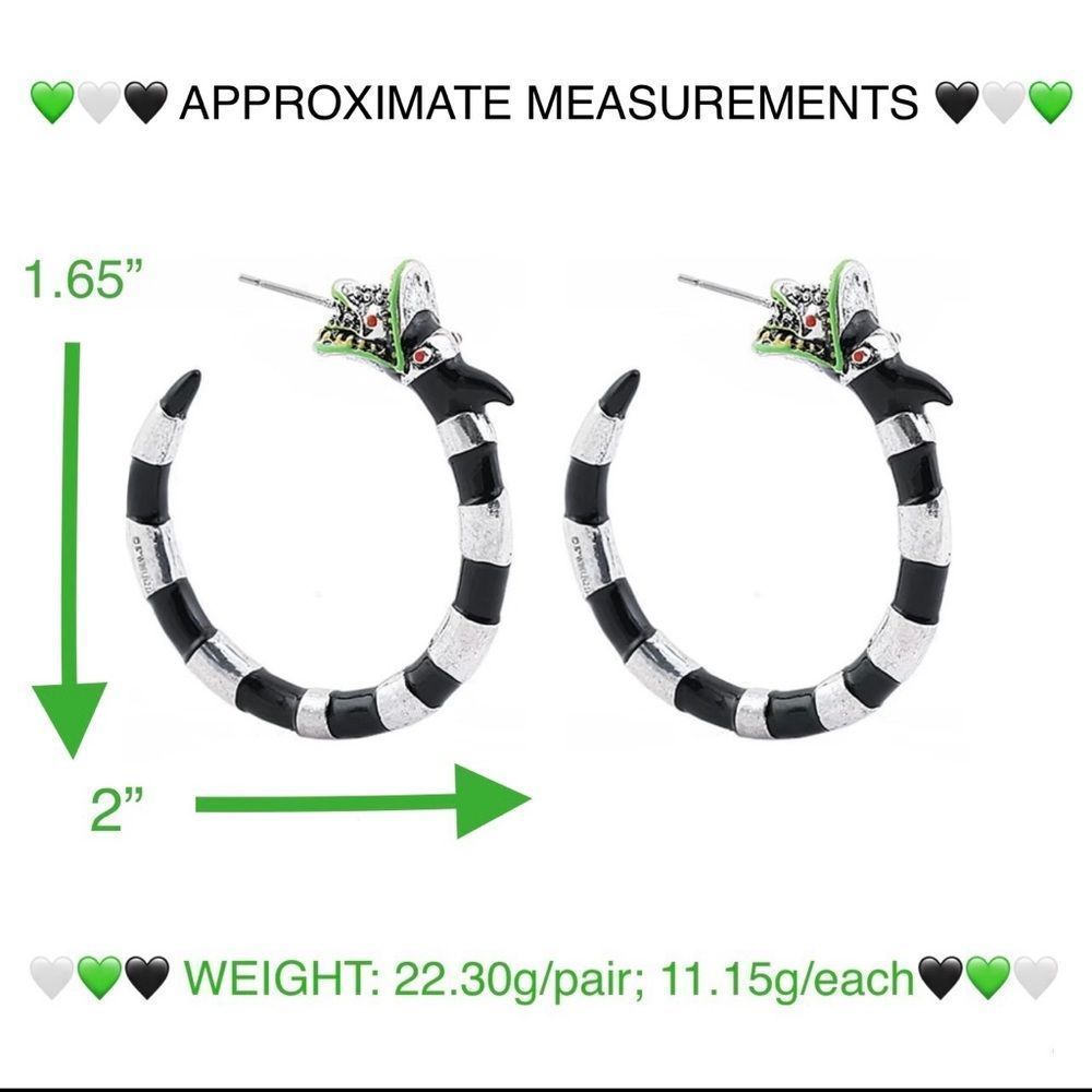 ONE PAIR LEFT! BEETLE JUICE HOOP LOOP FETISH BLACK & WHITE STRIPE SAND WORM 🪱 - Picture 15 of 16